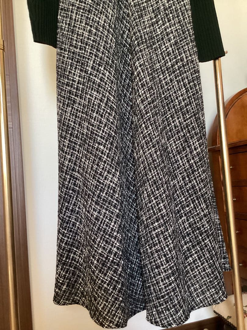 BEARDSLEY ビアズリー　ツイード ラメ混フレア ワンピース