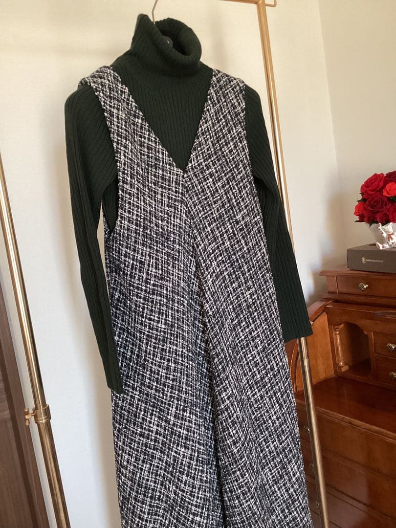 BEARDSLEY ビアズリー　ツイード ラメ混フレア ワンピース