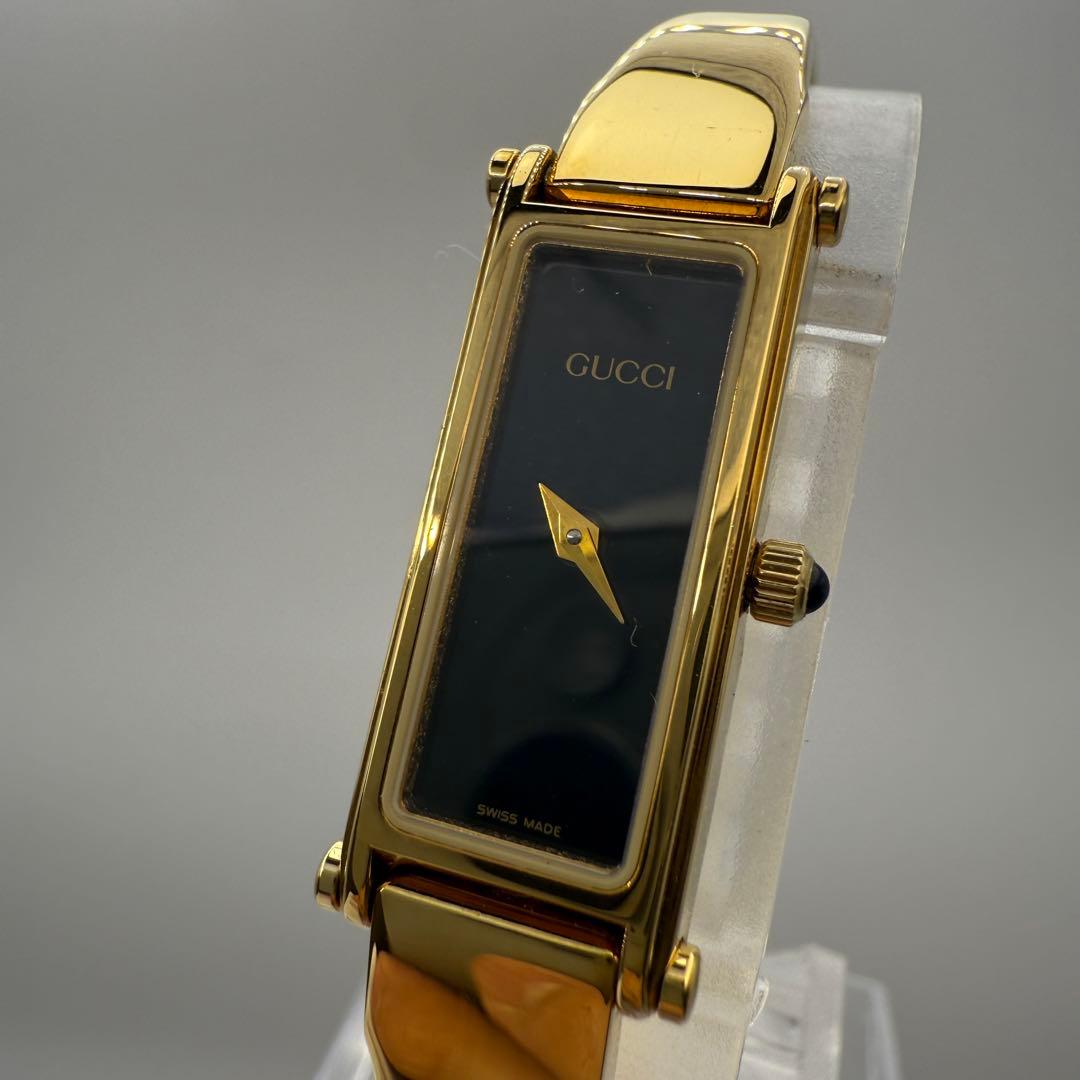 GUCCI グッチ 腕時計 watch 1500L 黒文字盤　ゴールド　美品