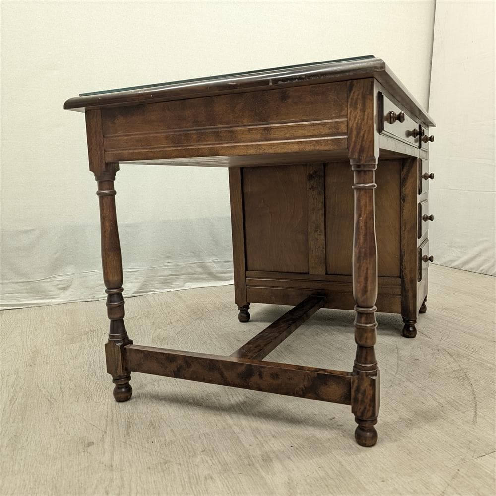 九州民芸家具　樺 カバ材　無垢　片袖デスク　書斎デスク　机　デスク　学習机