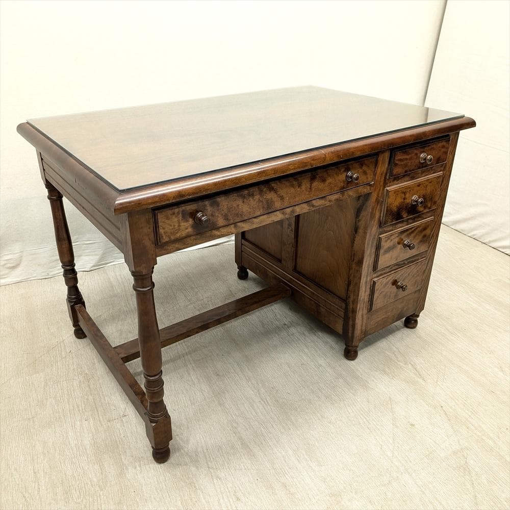 九州民芸家具　樺 カバ材　無垢　片袖デスク　書斎デスク　机　デスク　学習机