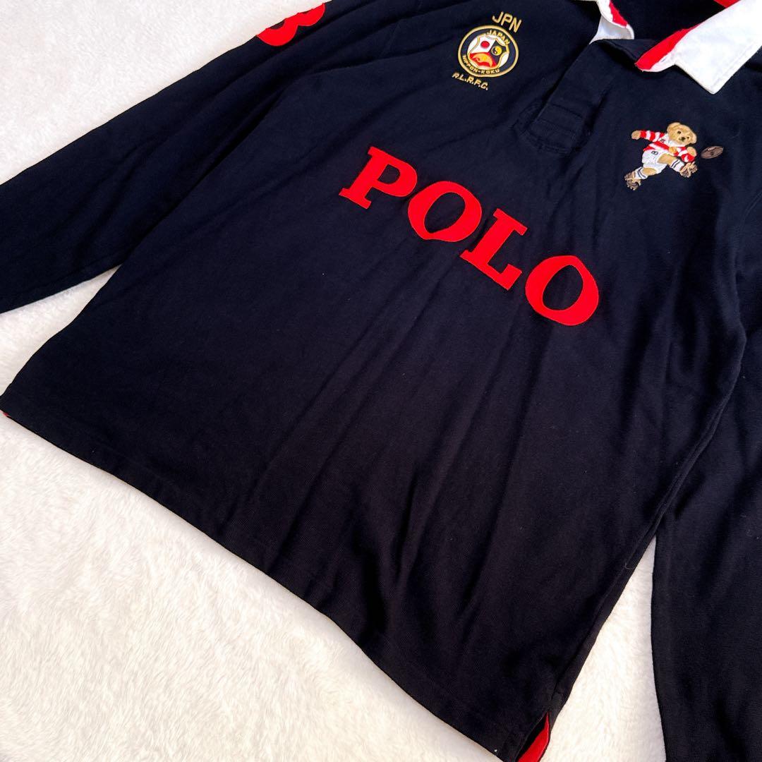 【希少】ポロ ラルフローレン ラガーシャツ ポロベア×JPN 刺繍ロゴ L