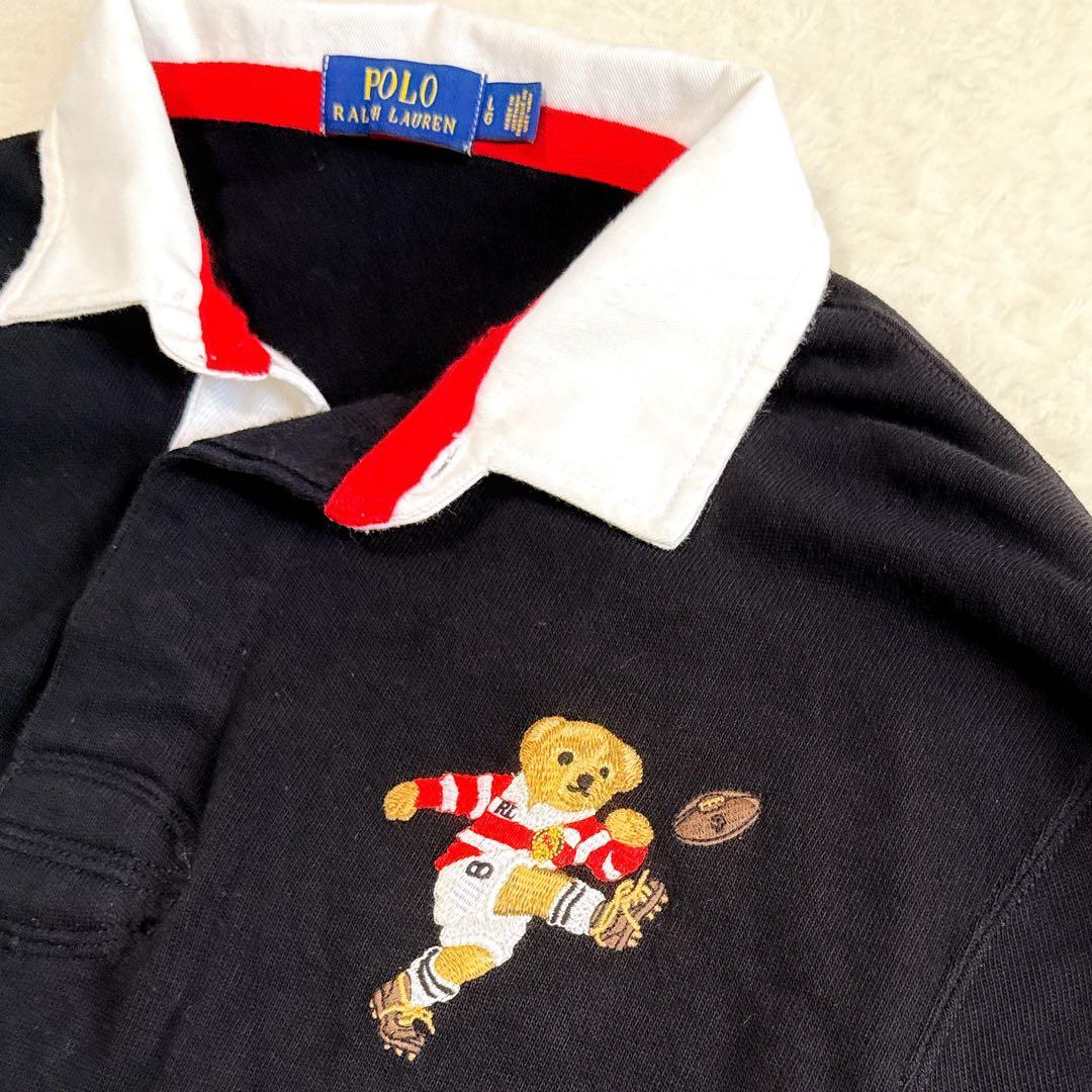 【希少】ポロ ラルフローレン ラガーシャツ ポロベア×JPN 刺繍ロゴ L