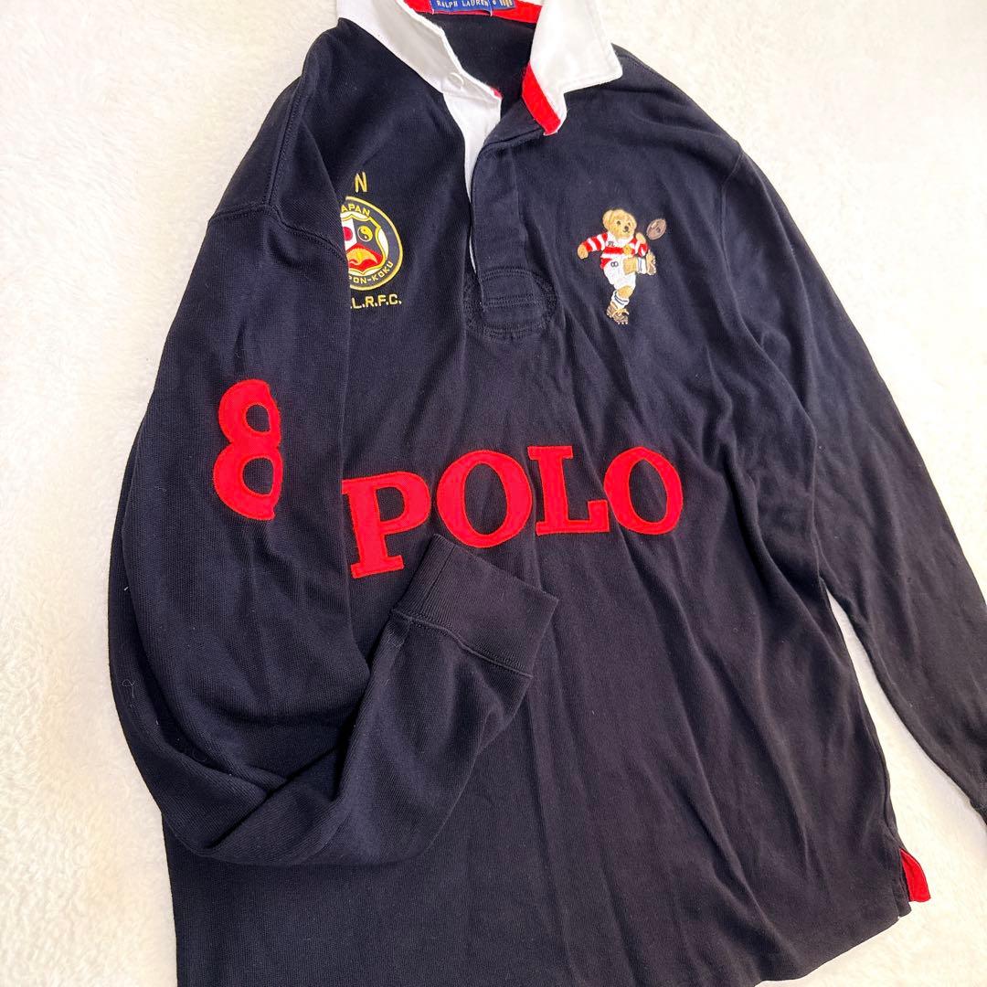 【希少】ポロ ラルフローレン ラガーシャツ ポロベア×JPN 刺繍ロゴ L