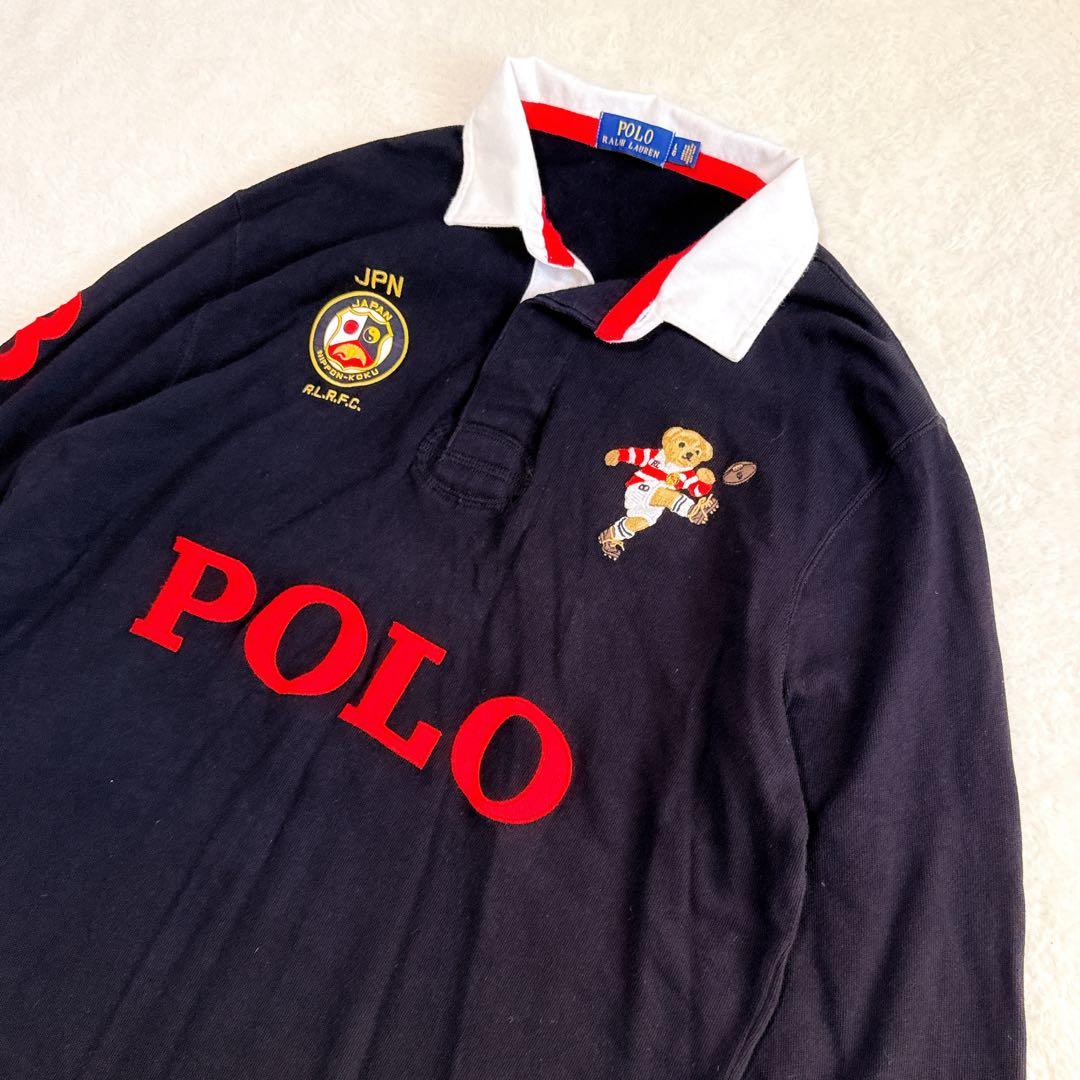 【希少】ポロ ラルフローレン ラガーシャツ ポロベア×JPN 刺繍ロゴ L