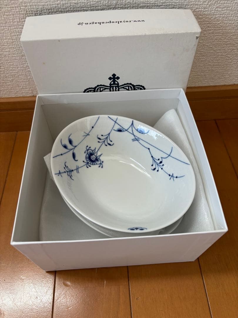 ロイヤルコペンハーゲン ブルーパルメッテ オーバル ボウル ペア 15cm