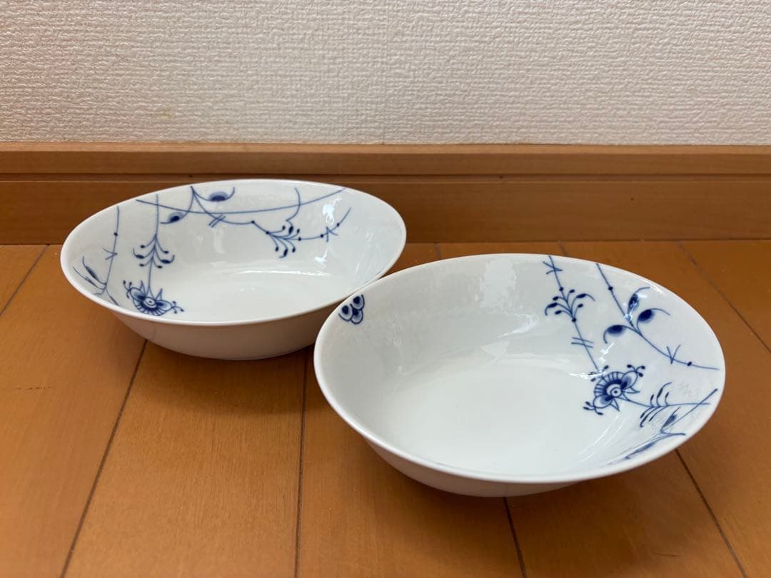 ロイヤルコペンハーゲン ブルーパルメッテ オーバル ボウル ペア 15cm