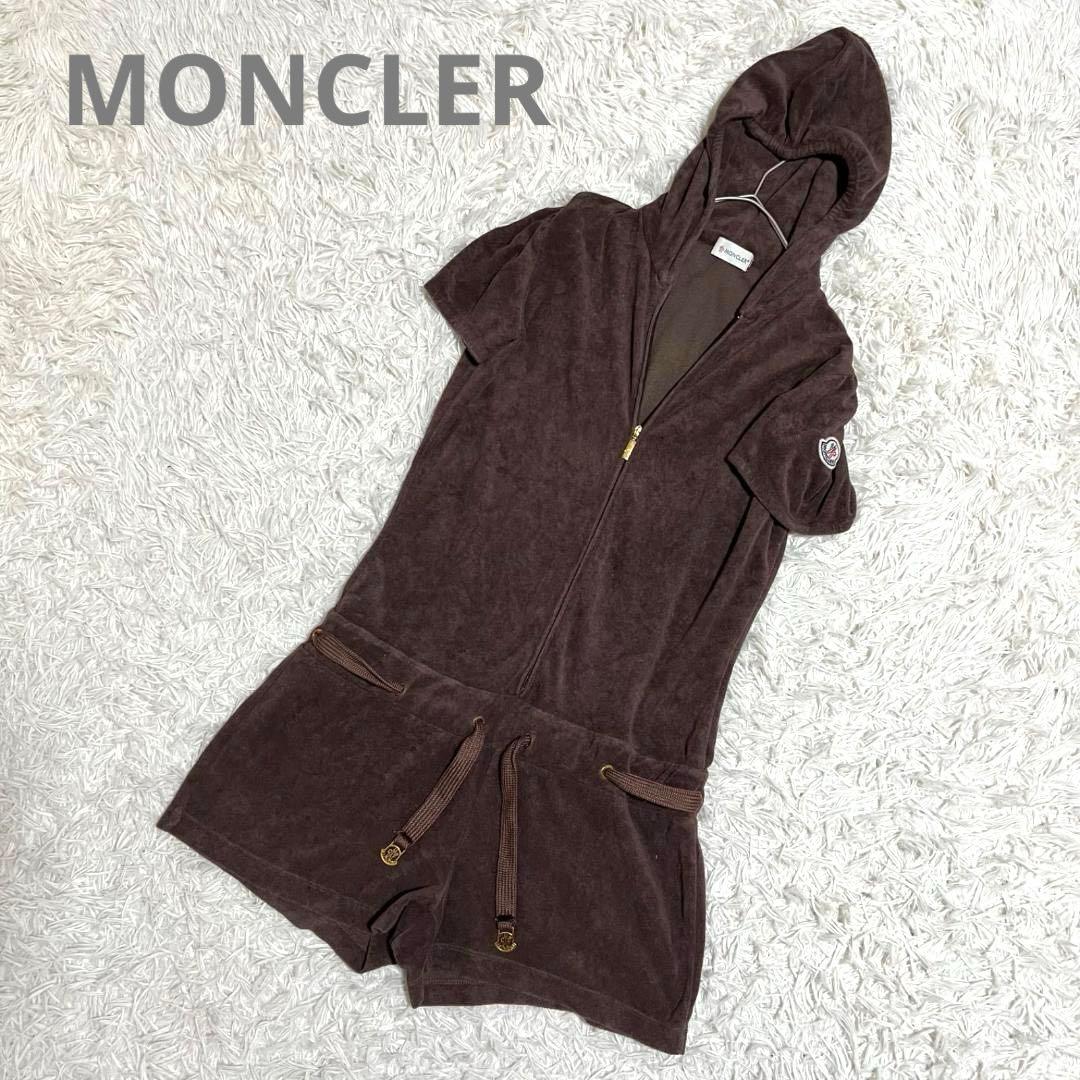 良品✨モンクレール 半袖オールインワン パイル地 パーカー ブラウン
