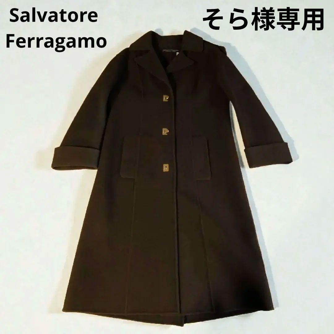 そら美品 Salvatore Ferragamo ロングチェスターコート