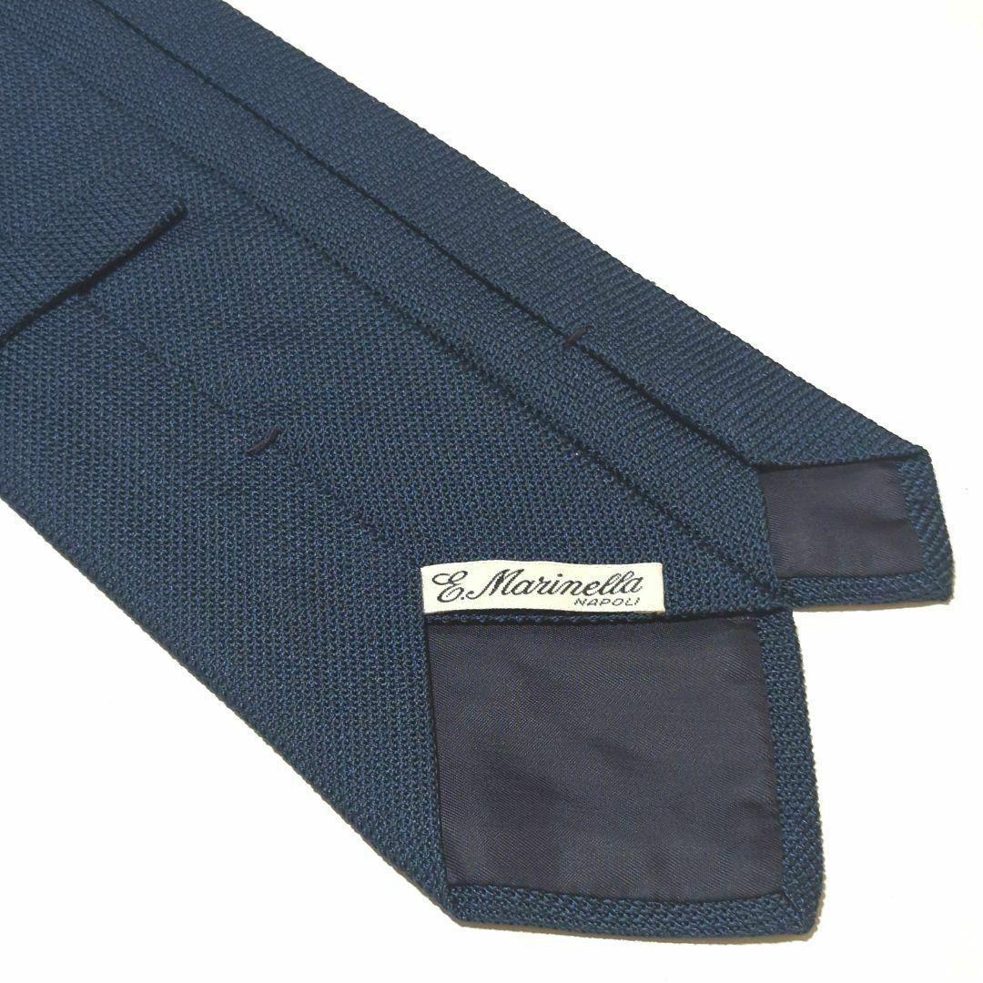 美品 マリネッラ ネクタイ ソリッド 無地 ハイブランド 高級シルク 光沢感 紺