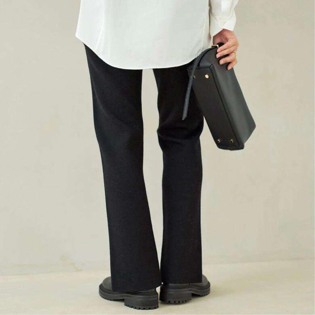 【 R'IAM PLAGE】スリットニットパンツ　36サイズ　クロ