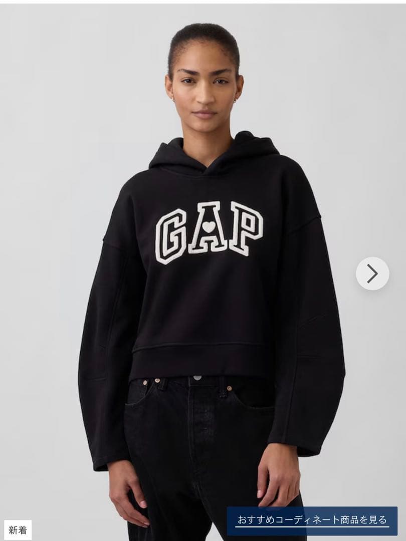 GAP ヴィンテージソフト オーバーサイズクロップドランタンスリーフパーカー