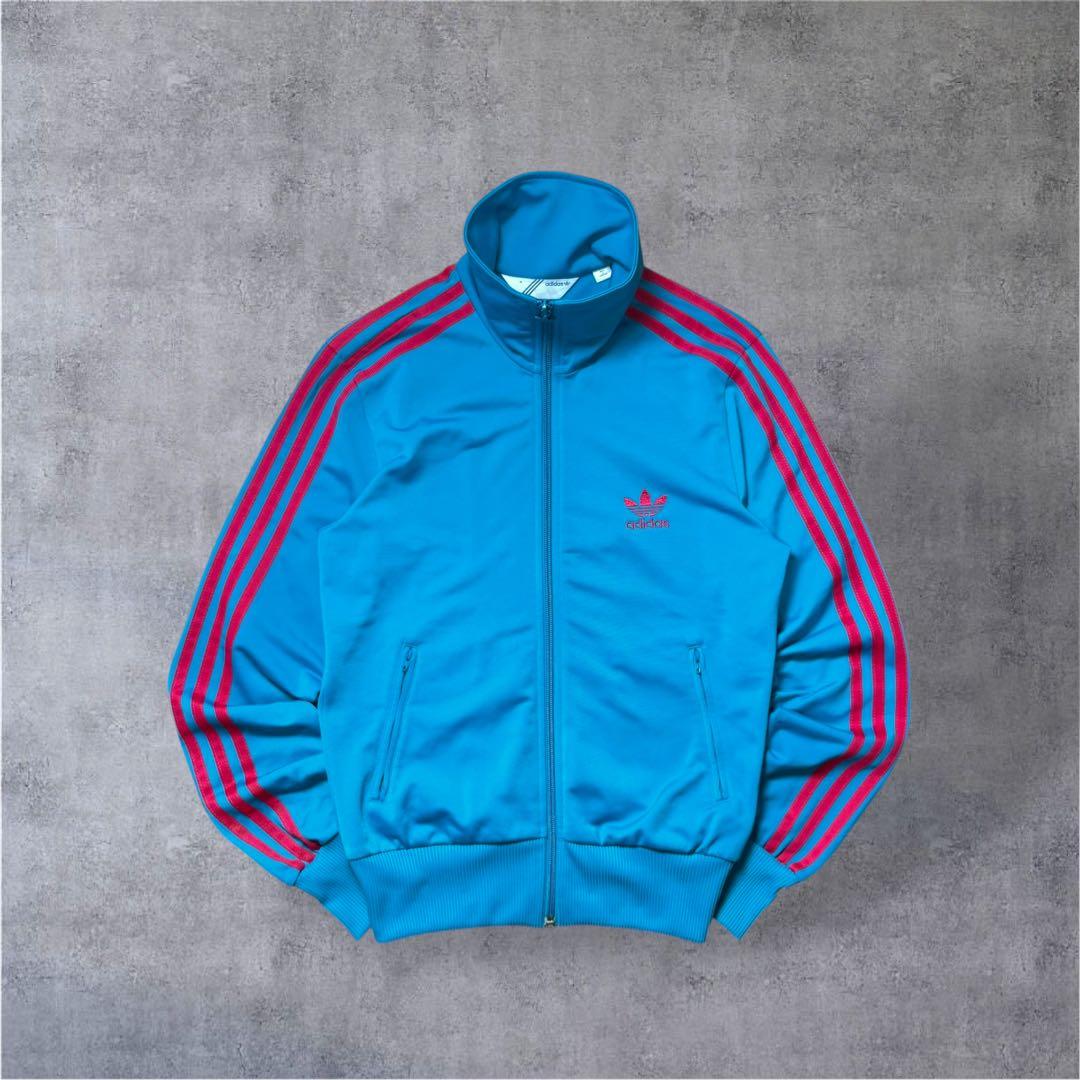 【激レア】adidasファイヤーバードトラックジャケット青/ピンクMレトロ古着