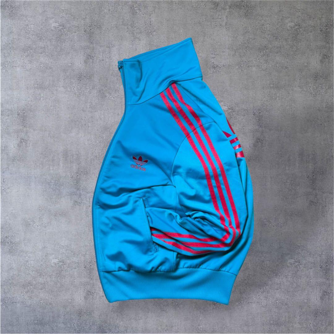 【激レア】adidasファイヤーバードトラックジャケット青/ピンクMレトロ古着