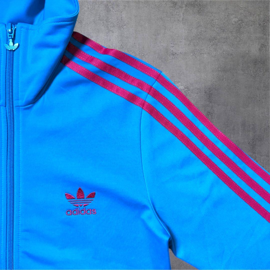 【激レア】adidasファイヤーバードトラックジャケット青/ピンクMレトロ古着
