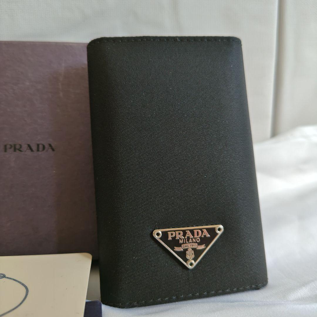 美品　PRADA ブラック ナイロン 6連 キーケース　箱付き 三角ロゴプレート