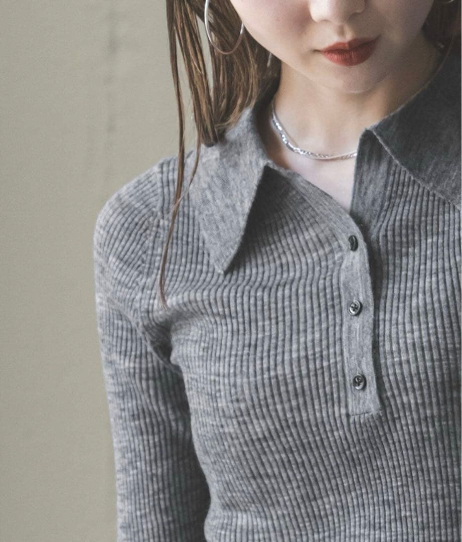 NOBLE アルパカミックスシアーポロニット