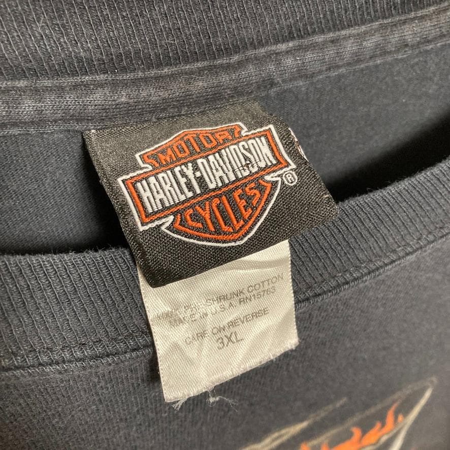 BOBU ハーレー Tシャツ 長袖 古着 USA製 黒 袖 スリープ プリント