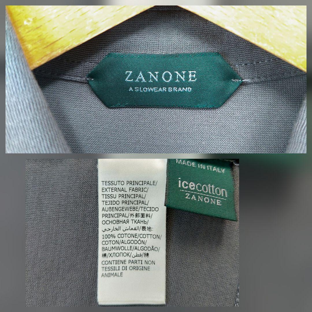 【極美品】ザノーネ ICE COTTON ポロシャツ 46/М 綿 カーキグレー