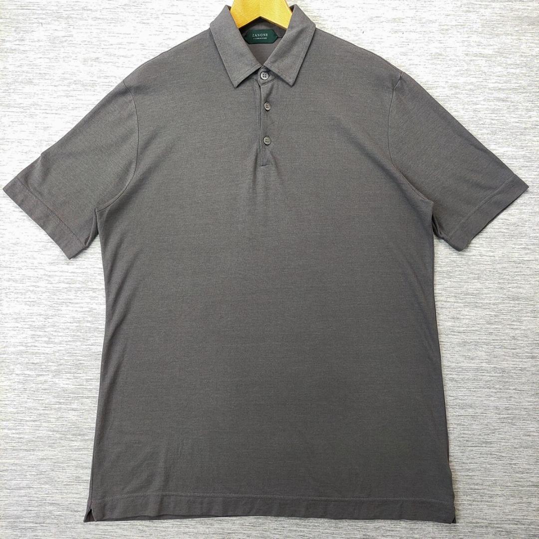 【極美品】ザノーネ ICE COTTON ポロシャツ 46/М 綿 カーキグレー