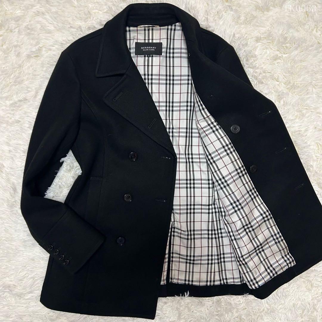 【美品/M】バーバリーブラックレーベル ピーコート ウールコート ノバチェック