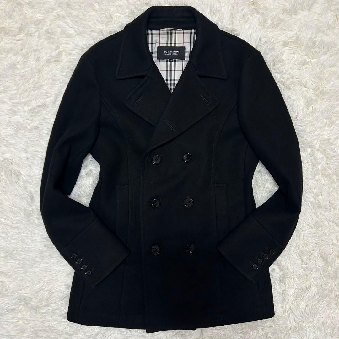 【美品/M】バーバリーブラックレーベル ピーコート ウールコート ノバチェック