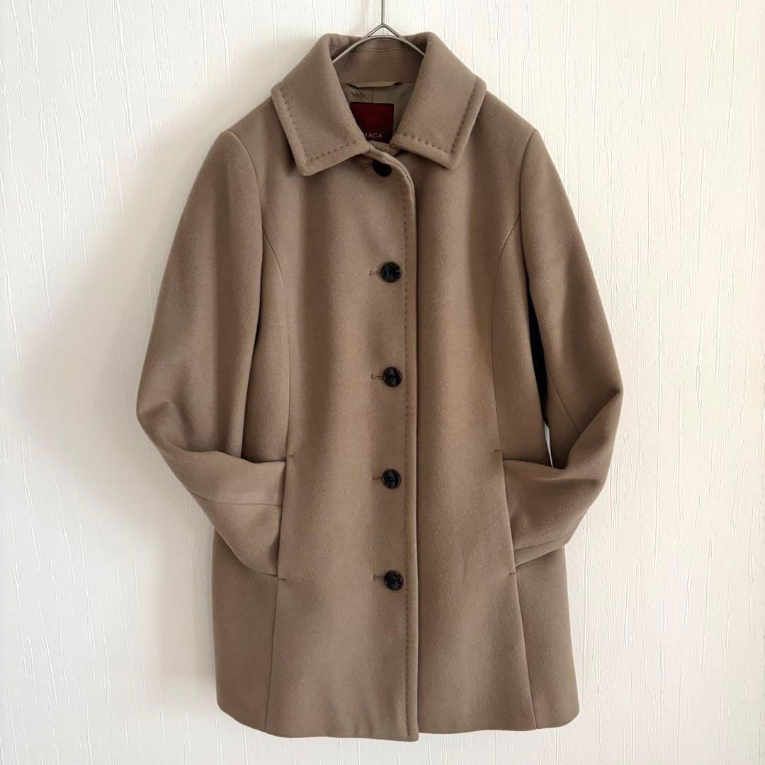 アマカ ステンカラーコート ウールカシミア混　ベージュ　綺麗め　Mサイズ