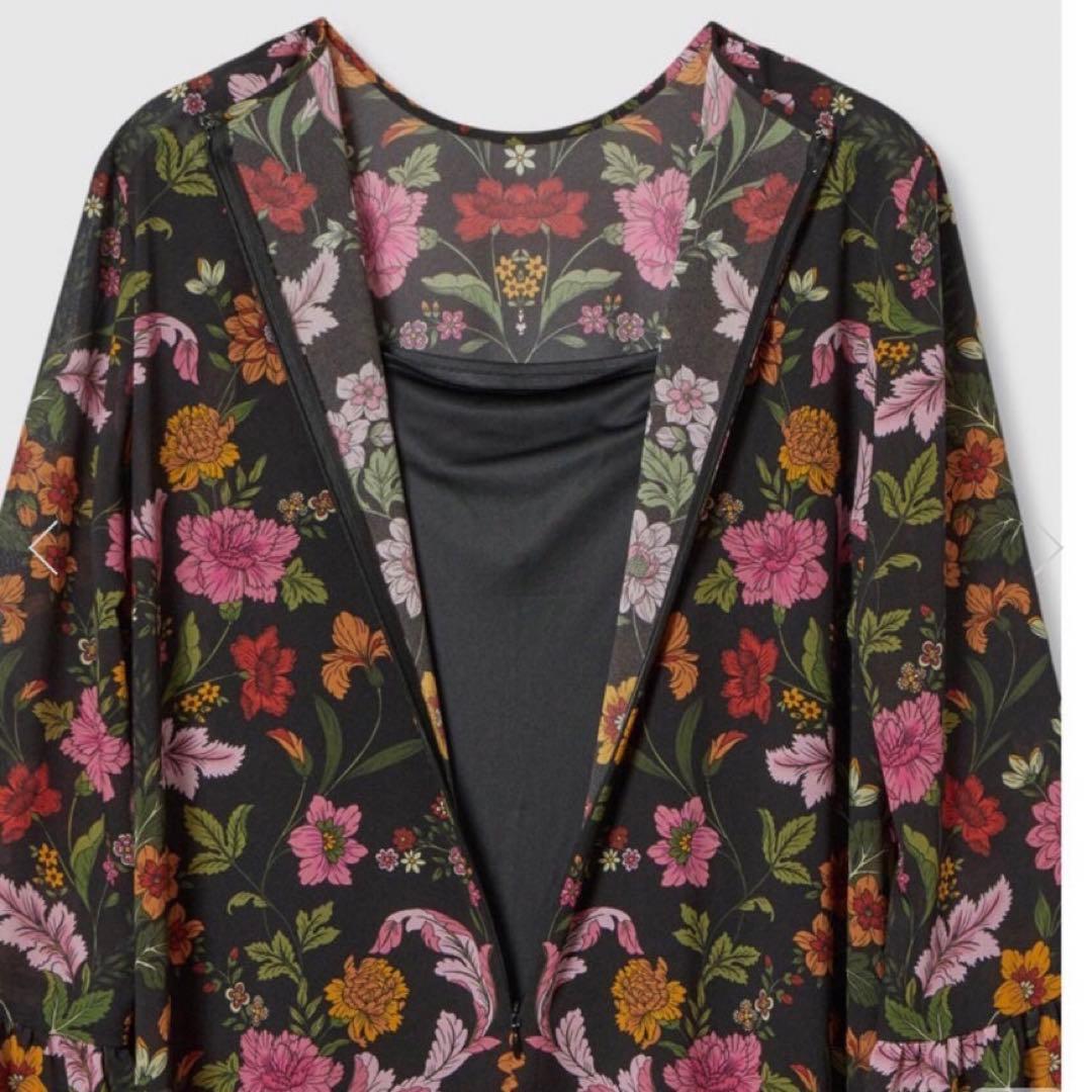 ◎美品★破格★シンメトリーフラワープリントワンピース