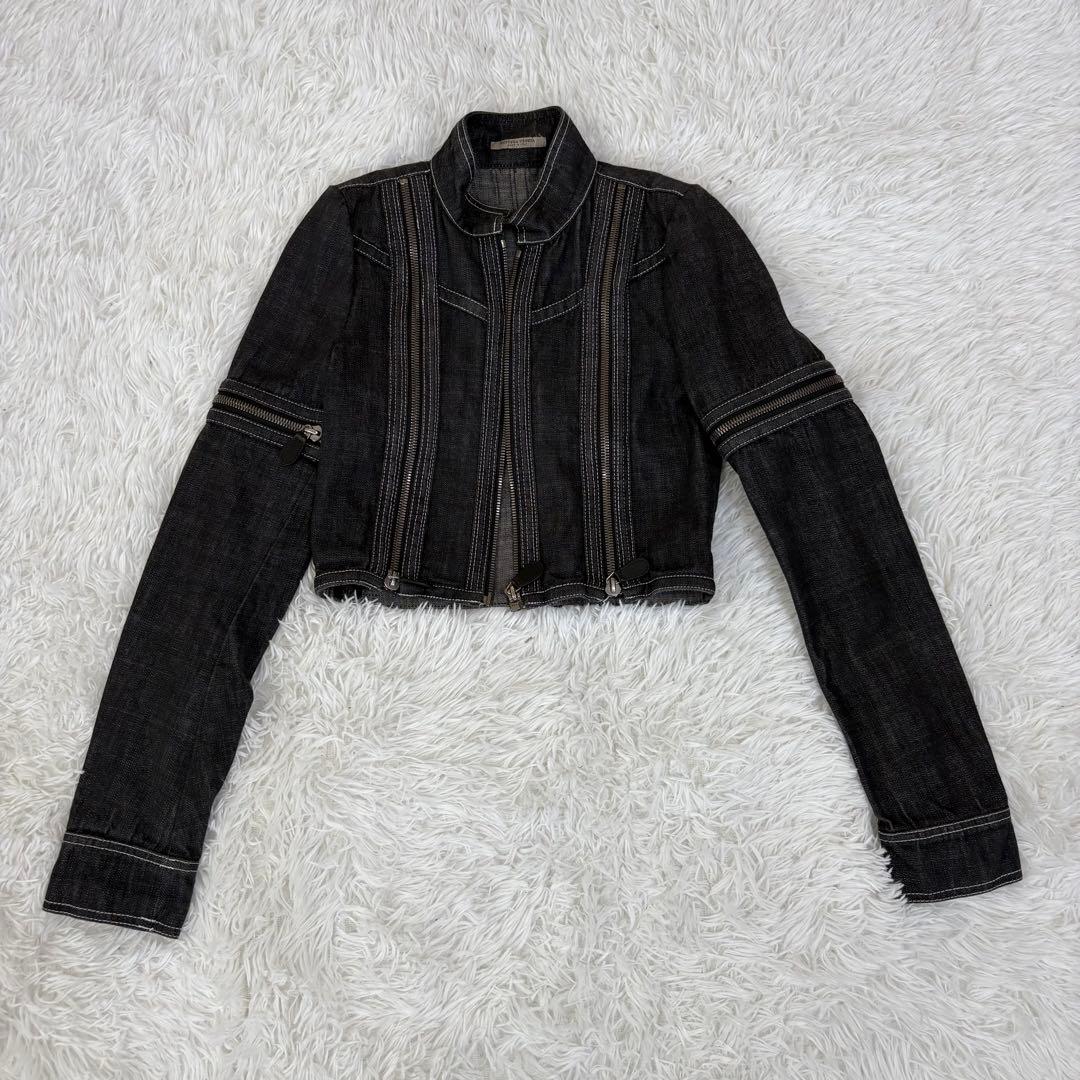 ボッテガヴェネタ クロップド デニムジャケット ブラック コットン 4way