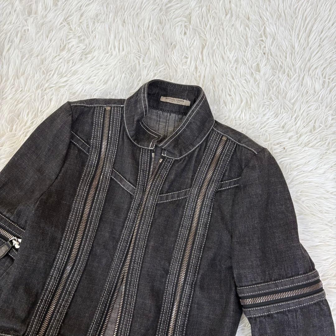 ボッテガヴェネタ クロップド デニムジャケット ブラック コットン 4way