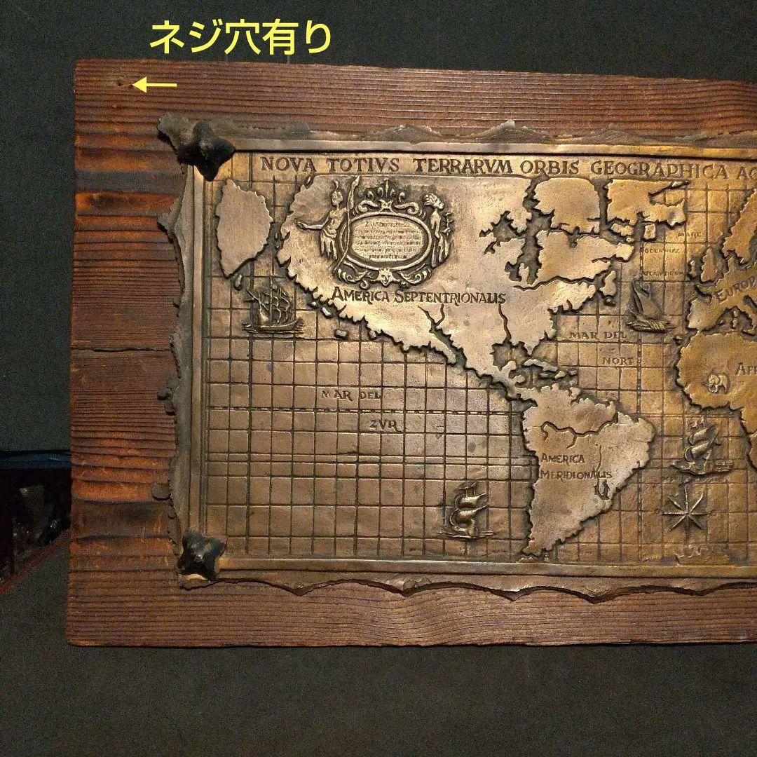 アンティーク 銅板画 古地図デザイン 木製装飾板