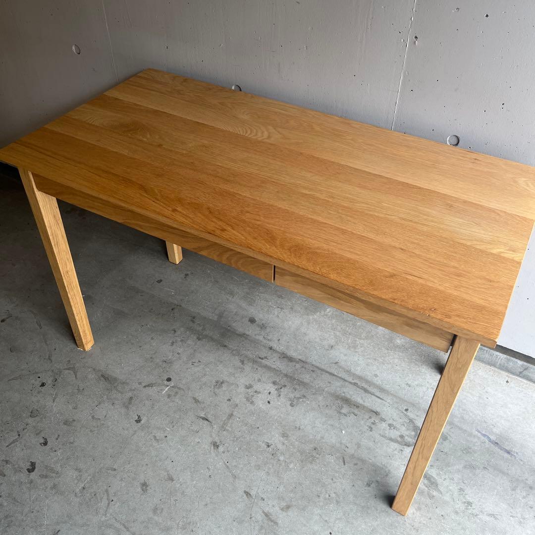 美品★無印 無垢材デスク（引出付）・オーク材