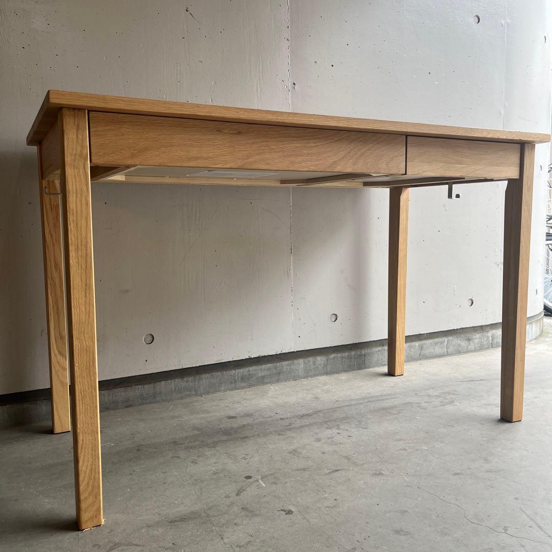 美品★無印 無垢材デスク（引出付）・オーク材