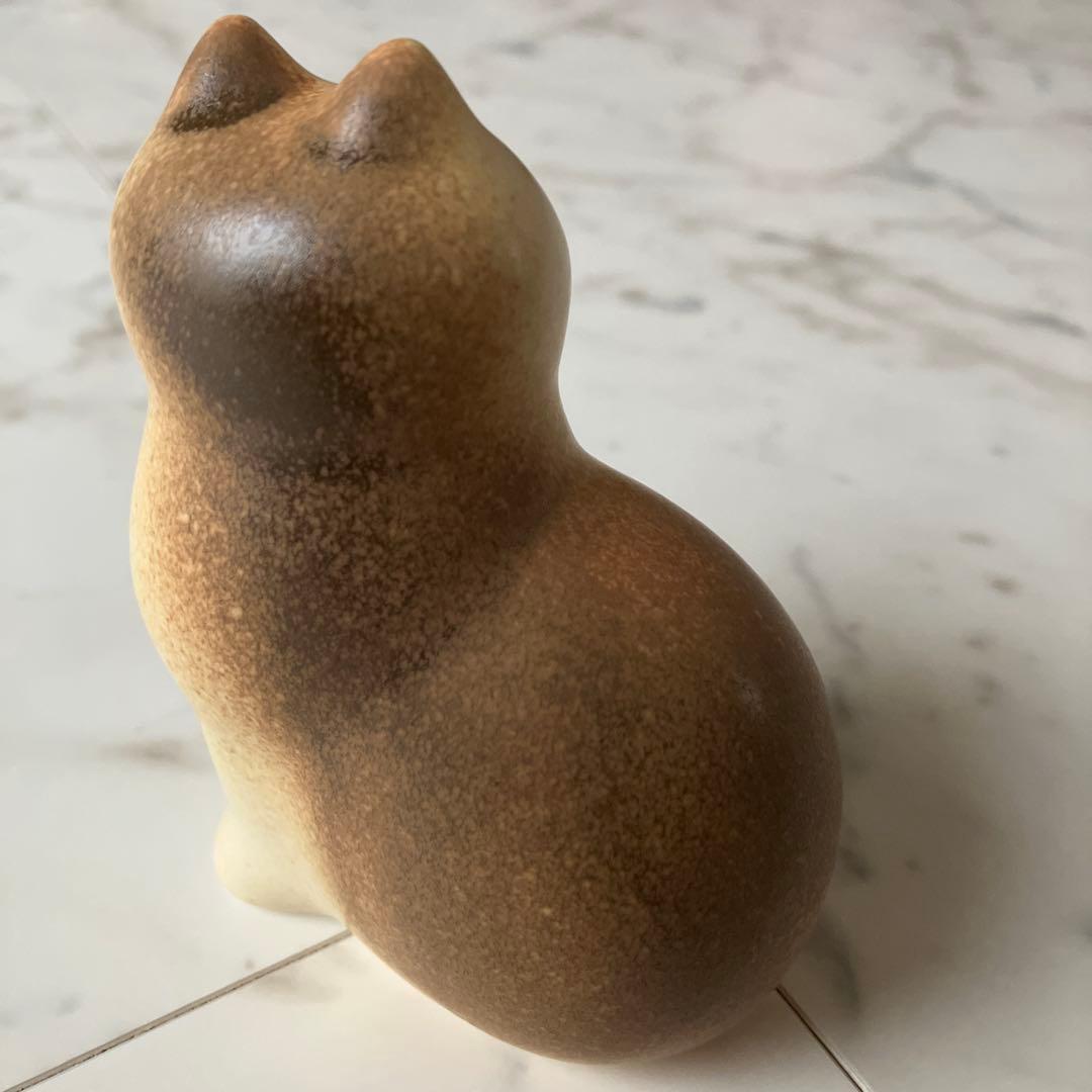 Lisa L. リサ・ラーソン　マンズ　ミニ　ホワイト.ブラウン　猫