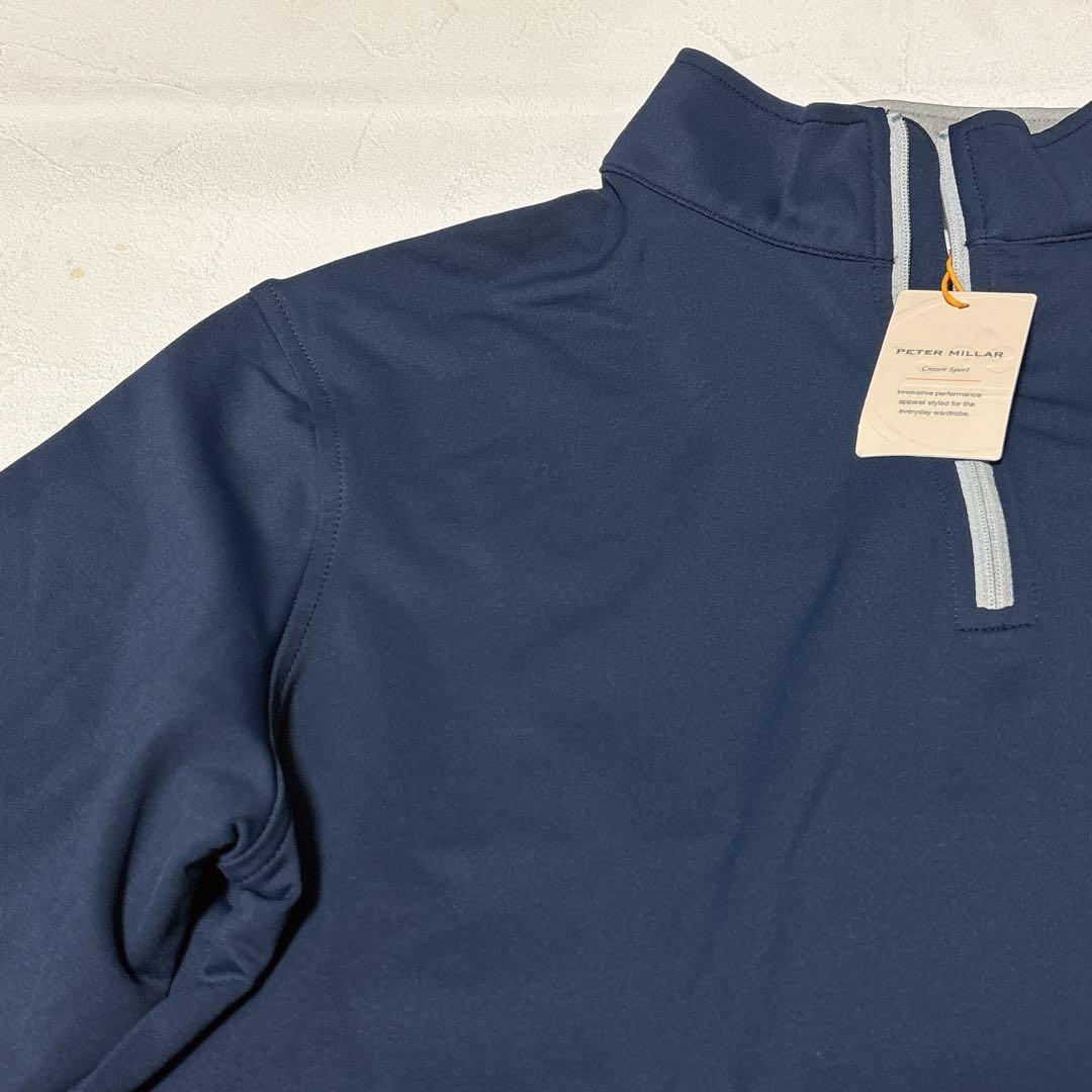 新品　PETER MILLAR 高級ゴルフライン　ハーフジップスウェット　紺　M