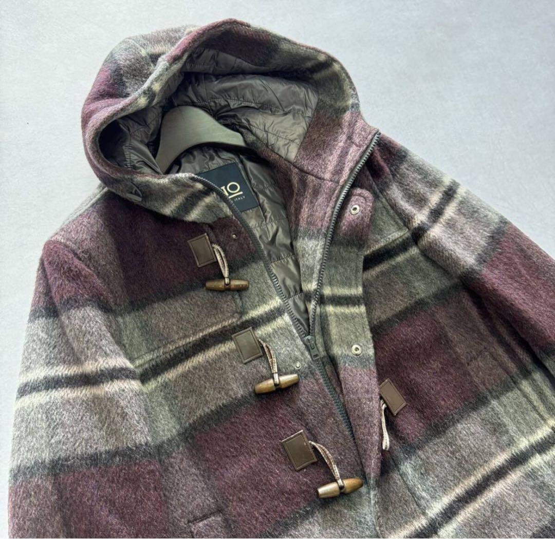 ☆ Herno チェック柄 シャギーニット 中綿 ジャケット 48 アウター