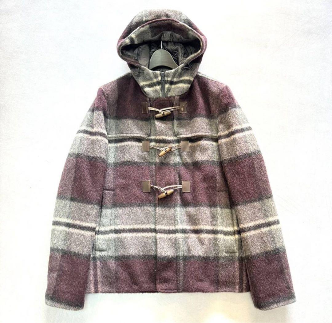 ☆ Herno チェック柄 シャギーニット 中綿 ジャケット 48 アウター