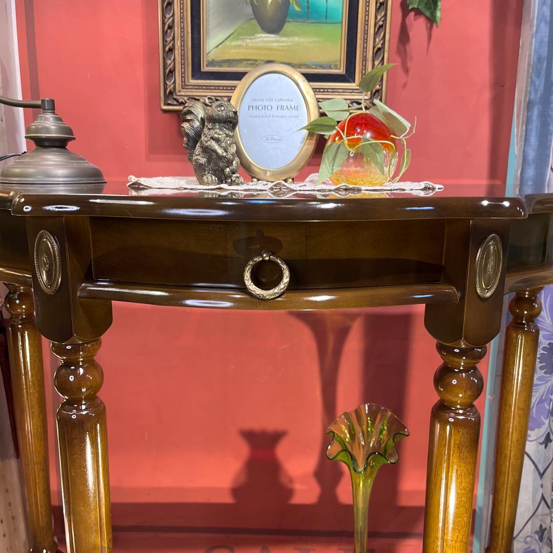 りおりおアンティークPT ハーフラウンドアクセントコンソールキャビネット