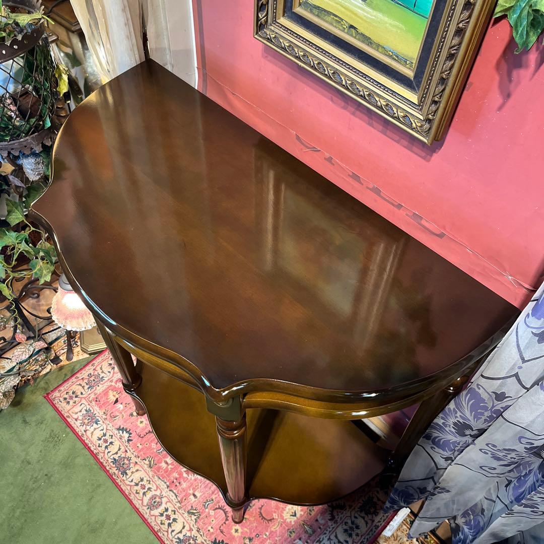 りおりおアンティークPT ハーフラウンドアクセントコンソールキャビネット