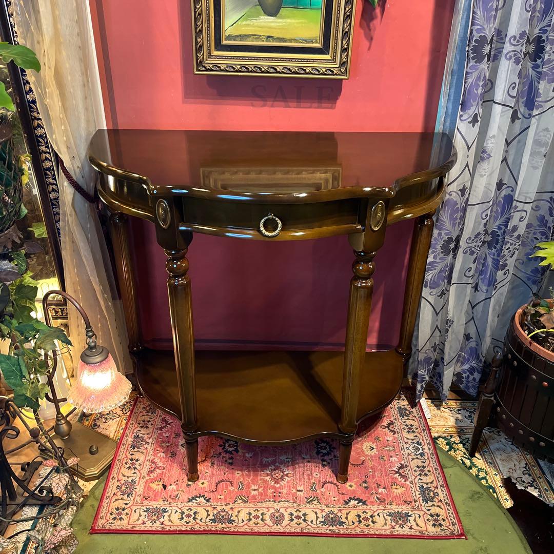 りおりおアンティークPT ハーフラウンドアクセントコンソールキャビネット