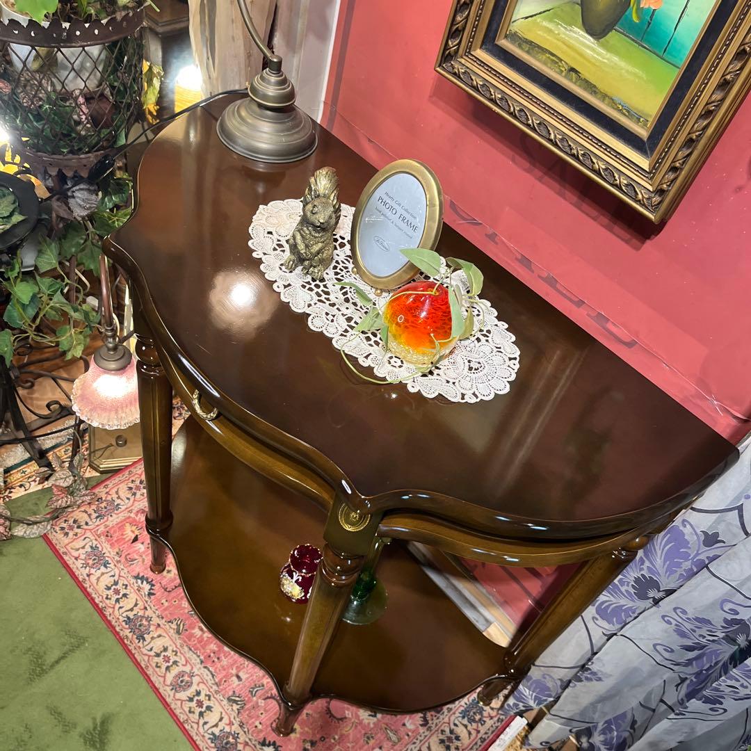 りおりおアンティークPT ハーフラウンドアクセントコンソールキャビネット