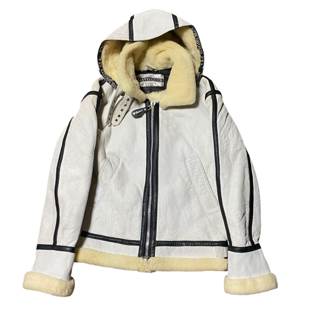 【90s】DAVOUCCI フード付き ムートン B-3