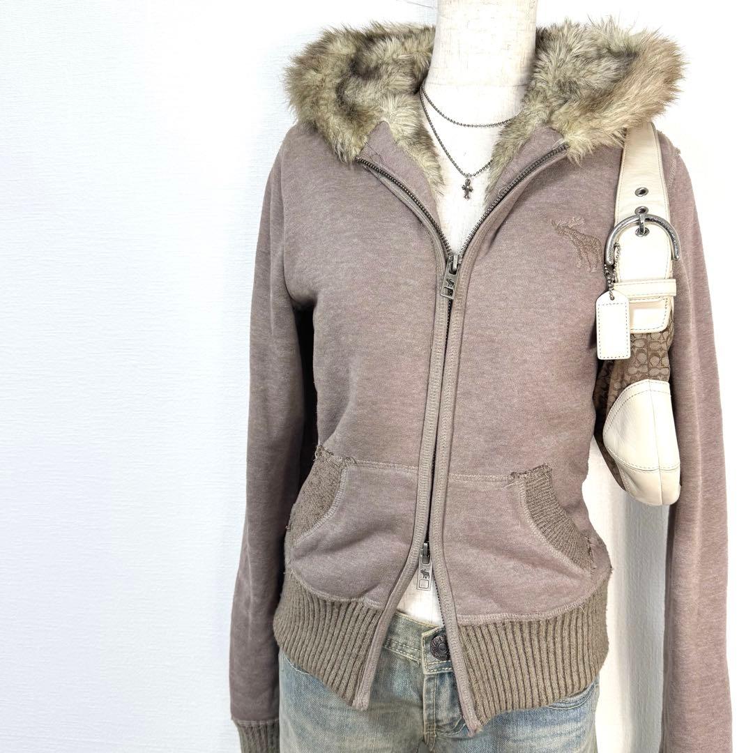 y2k❤️ 00s Abercrombie & Fitch ファー ジップパーカー
