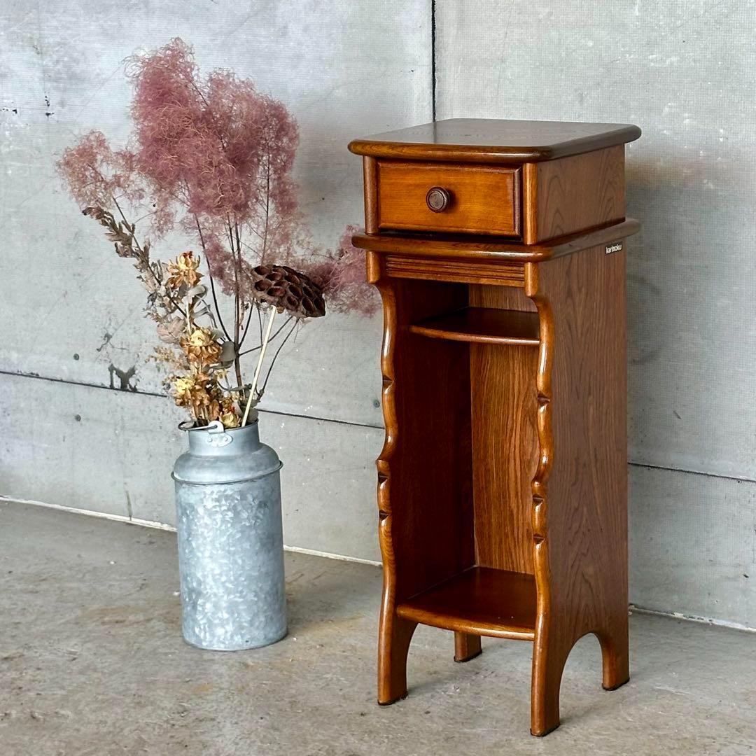 ★70s★ KarImoku カリモク電話台 サイドテーブル 花台 レトロ家具