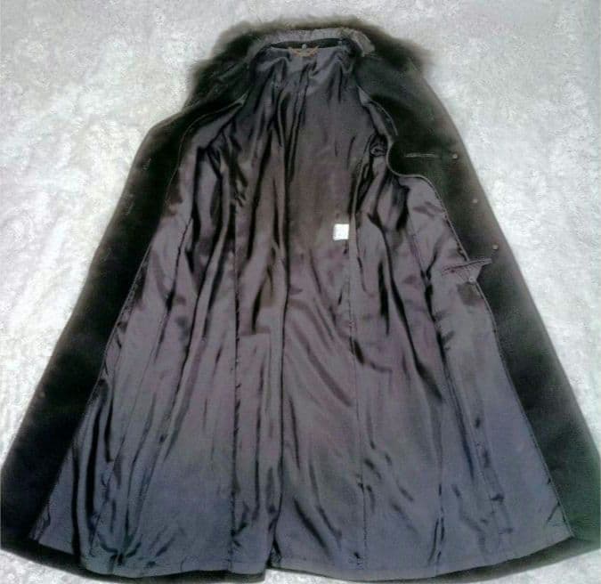 カシミヤ100% ロングコート ブルーフォックスファー ブラック 11AR