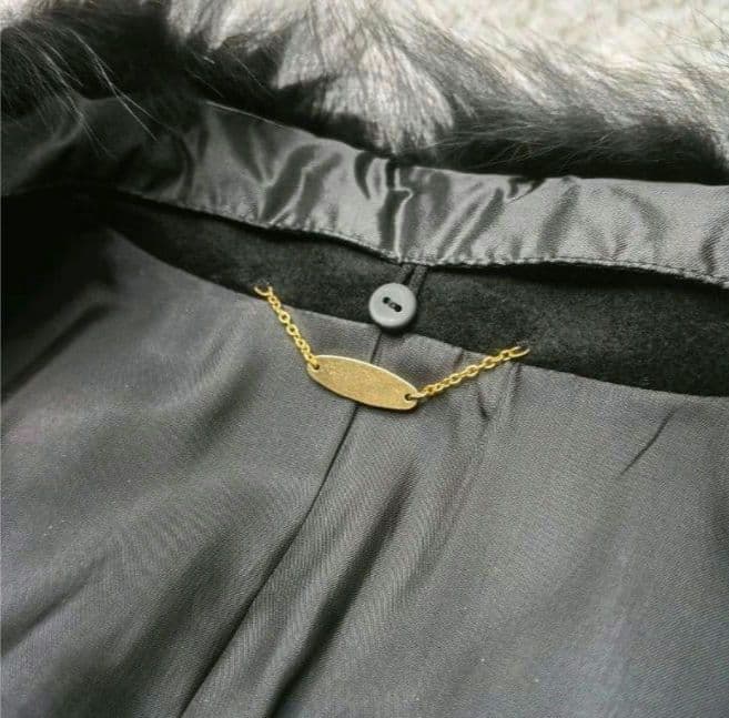 カシミヤ100% ロングコート ブルーフォックスファー ブラック 11AR