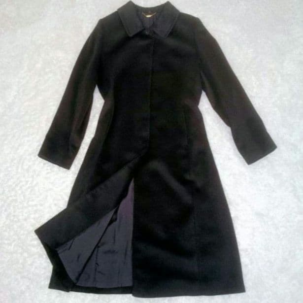 カシミヤ100% ロングコート ブルーフォックスファー ブラック 11AR