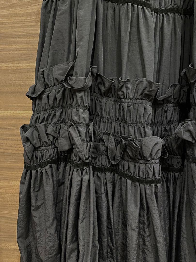 perna ギャザーキャミフリルワンピース　ペルナ　ブラック