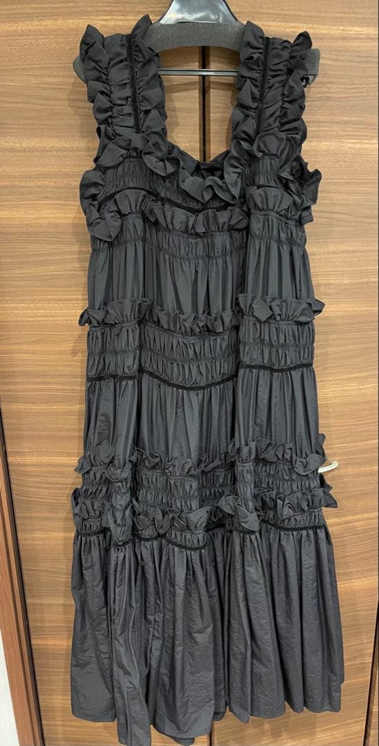 perna ギャザーキャミフリルワンピース　ペルナ　ブラック