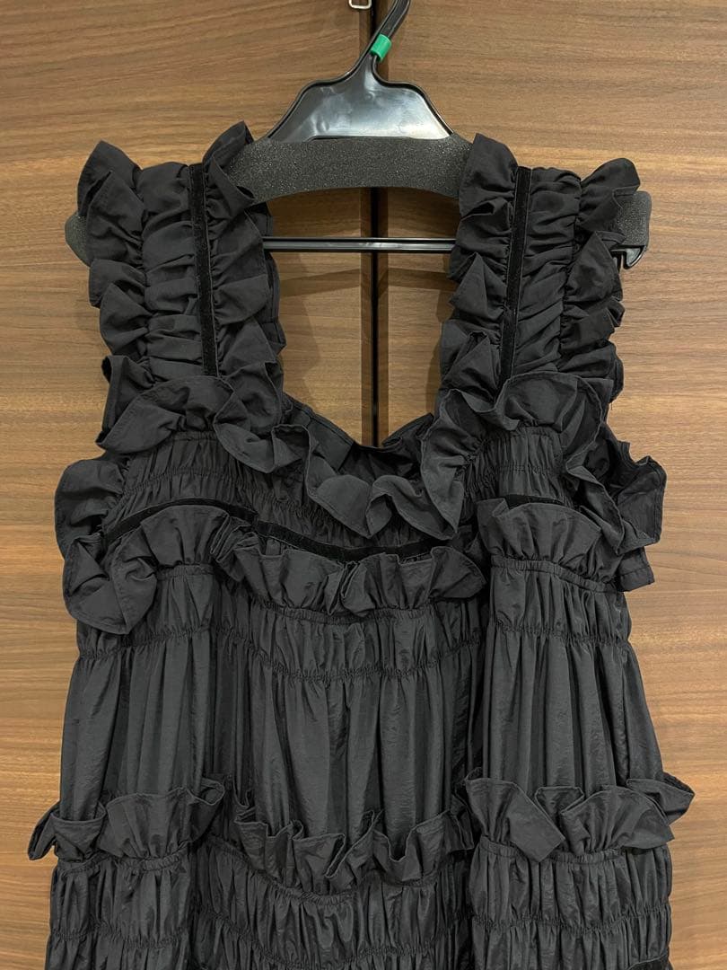 perna ギャザーキャミフリルワンピース　ペルナ　ブラック